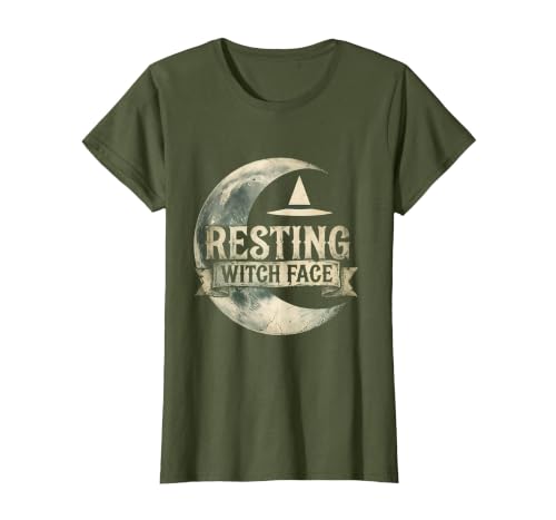 Mademark Resting Witch Face Halloween Design T-Shirt - size chart