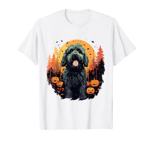Doodledogco. Halloween Goldendoodle Halloween Cute and Spooky Doodle Dog T-Shirt - size chart