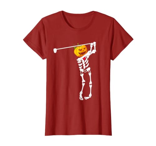 Funny Skeleton Golf Halloween Costume Golf Skeleton Pumpkin Halloween Shirt T-Shirt - size chart