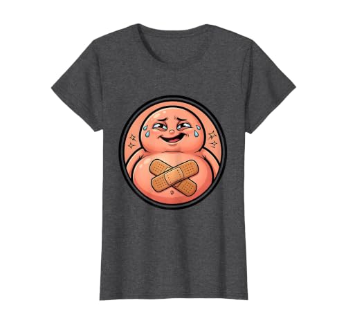 Mademark Tummy Ache Survivor Cute Stomach Bandage Graphic T-Shirt - size chart