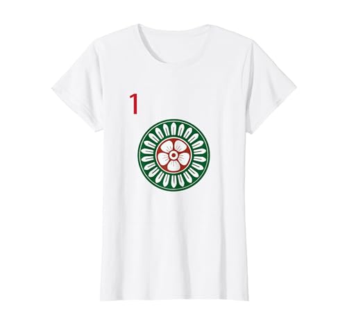 Mahjong Halloween Costumes Chinese Mah Jong Dots Pinzu One Tile Mahjong Costume T-Shirt - size chart