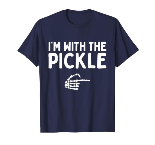Funny Halloween Costume Holiday Party Gift I'm with The Pickle Funny Halloween Costume Matching Couples T-Shirt - size chart