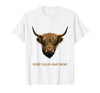 Mademark Keep Calm and Moo Highland Cow Design T-Shirt - size chart