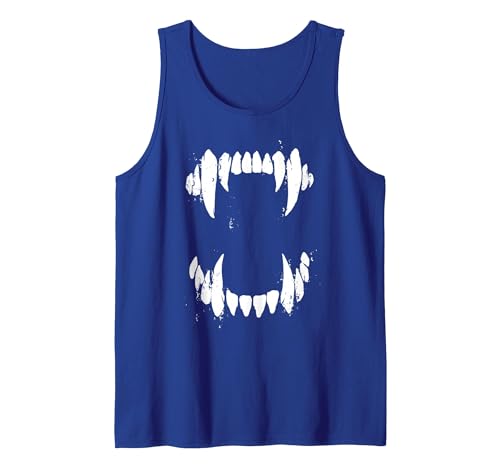Pop Cult Tees Halloween Horror Wolf Dog Vampire Monster Teeth Costume Tank Top - size chart
