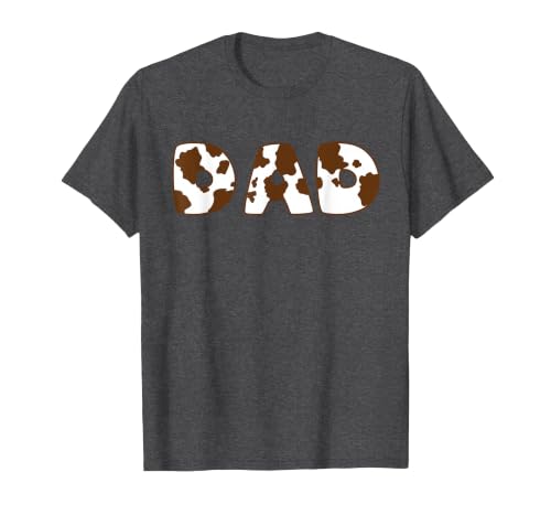 Cow Print For Family Matching Outfits DAD Cow Brown White Animal Print, Cow Pattern Farmer DAD T-Shirt - size chart