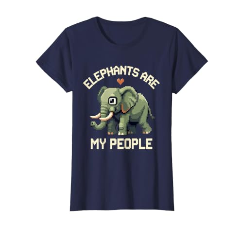 Mademark Elephants Are My People Pixel Art Design T-Shirt - Women - size chart