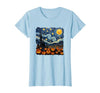 Teacher Halloween by K Halloween Pumpkin Starry Night Van Gogh Funny Art Teacher T-Shirt - size chart