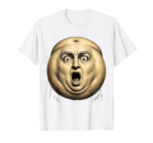 Mademark Belly Button Surprised Cartoon Face Funny Graphic T-Shirt - Men - size chart
