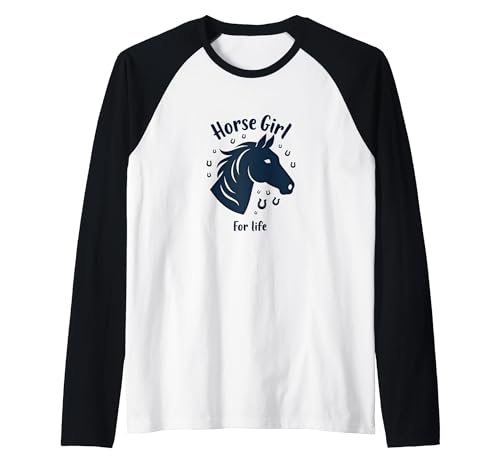 Mademark Horse Girl For Life Equestrian Passion Horseshoe Luck Raglan Baseball Tee - size chart