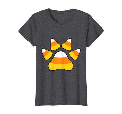 Scary Halloween Tees For Adults and Kids Halloween Candy Corn Paw Print T-Shirt for Animal Lovers T-Shirt - size chart