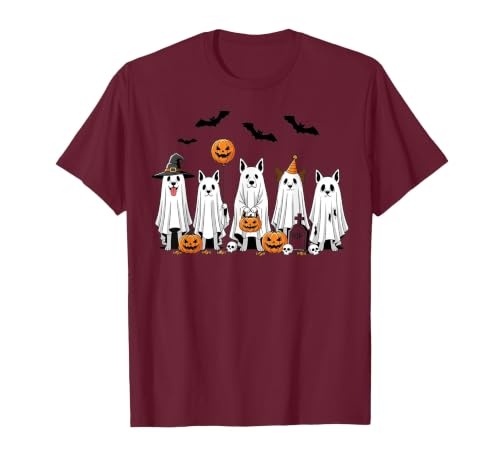Spooky Dog Lovers Haunted Halloween Designs Halloween Ghost Dogs Pumpkin Candy Party Costume T-Shirt - size chart