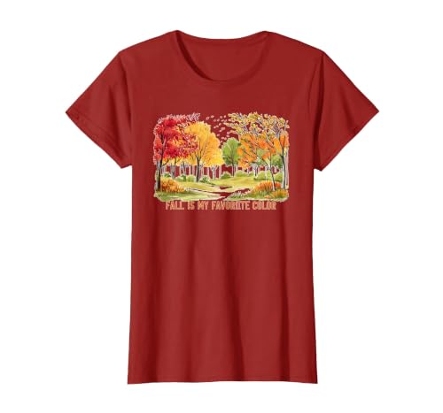Halloween spooky fall autumn shirts Fall is My Favorite Color Season Leaves Halloween Fun T-Shirt - size chart
