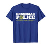 Easy Halloween Costume Top Shop Grammar Police Officer Funny Badge Halloween Costume T-Shirt - size chart
