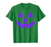 Trick or Treat Funny Halloween Costumes Party Tees Jack O Lantern Scary Carved Pumpkin Face Halloween Purple T-Shirt - size