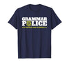 Easy Halloween Costume Top Shop Grammar Police Officer Funny Badge Halloween Costume T-Shirt - size chart