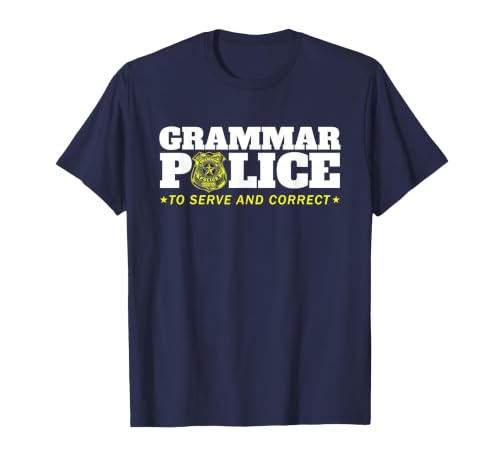 Easy Halloween Costume Top Shop Grammar Police Officer Funny Badge Halloween Costume T-Shirt - size chart