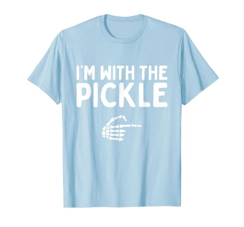Funny Halloween Costume Holiday Party Gift I'm with The Pickle Funny Halloween Costume Matching Couples T-Shirt - size chart