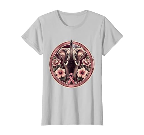 Mademark Elephant Pink Flowers Breast Cancer Awareness T-Shirt - Women - size chart