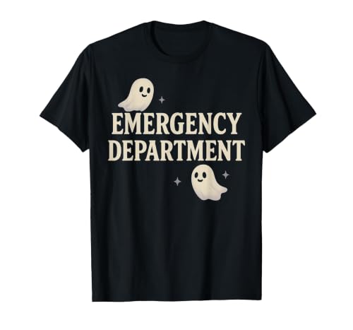 Emergency Department Shirts & Gifts HHWCo. ER Halloween Emergency Department Cute Ghost Design Spooky T-Shirt - size chart