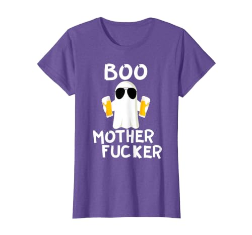 Vulgar Halloween Tee Shop Boo Motherfucker Funny Beer Drinking Ghost Adult Halloween T-Shirt - size chart