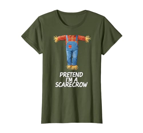 Humor Scarecrow Halloween Tees Pretend I'm A Scarecrow Halloween Costume T-Shirt - size chart