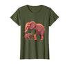 Mademark Elephant Mother and Calf Touching Trunks Design T-Shirt - Women - size chart