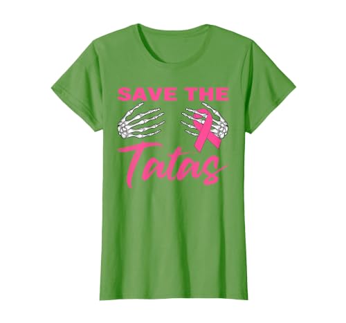 Amb Breast Cancer Awareness Month Warrior Survivor Save The Tatas Breast Cancer Pink Ribbon Skeleton Halloween T-Shirt -