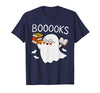 Halloween Tees for Women Men Kids Booooks Ghost Reading Halloween Library Librarian Teacher T-Shirt - size chart
