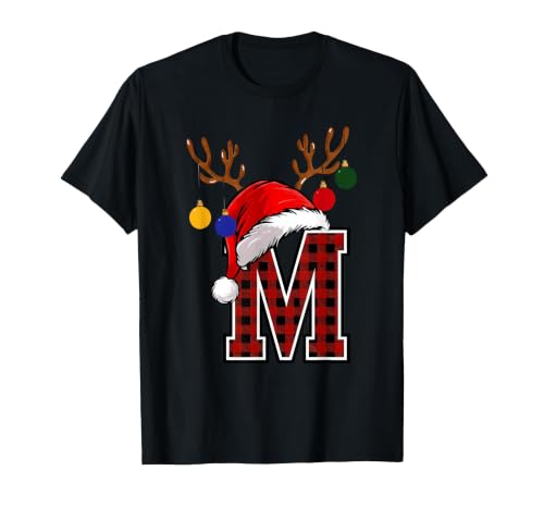 Christmas Buffalo Plaid Alphabet Tees Letter M Name Initial Buffalo Plaid Alphabet Monogram T-Shirt - size chart