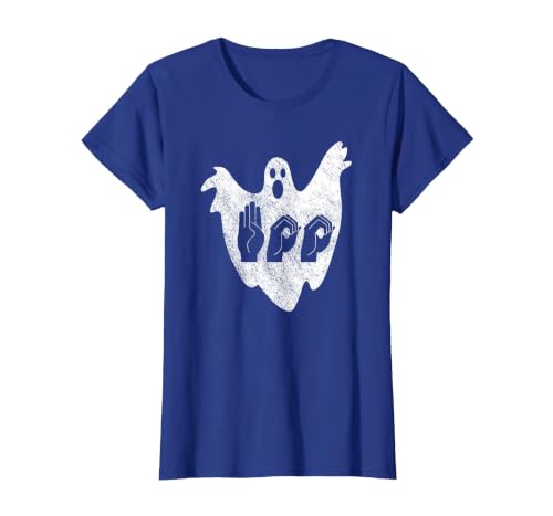 Sign Language Apparel Funny ASL American Sign Language Halloween T-Shirt - size chart