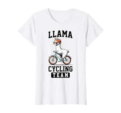 Bicycle Riding Animals Co. Llama Cycling Team Riding Bicycle T-Shirt - size chart