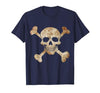 Halloween Designs. Pirate Flag Skull and Crossbones Skeleton Graphic Halloween T-Shirt - size chart