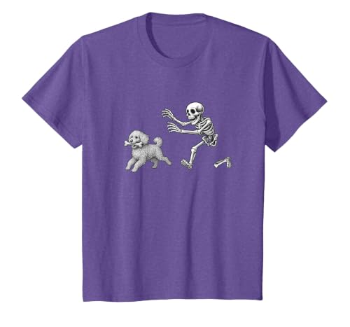 Funny Halloween Dog Lovers Gift Tees Skeleton Dogs Funny Skeleton Chasing Goldendoodle Dog Halloween Dogs Lover T-Shirt -