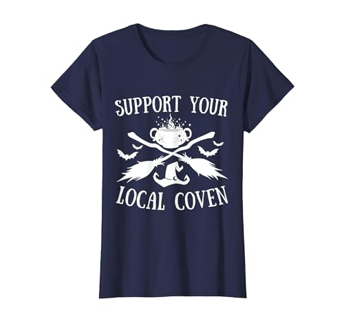 Support Your Local Coven Halloween tee Support Your Local Coven Halloween Coven Witch T-Shirt - size chart