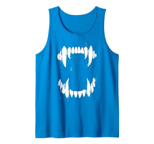 Pop Cult Tees Halloween Horror Wolf Dog Vampire Monster Teeth Costume Tank Top - size chart