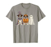 Funny Retro St. Bernard mom Halloween Witch Spooky Ghost Saint Bernard Pumpkin Halloween Dog Lover T-Shirt - size chart