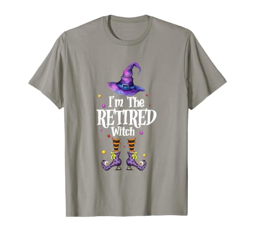 Funny Quote Horror Costume Party Family Friends I'm The Retired Witch Spooky Scary Halloween Retiree Women T-Shirt - size