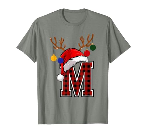 Christmas Buffalo Plaid Alphabet Tees Letter M Name Initial Buffalo Plaid Alphabet Monogram T-Shirt - size chart