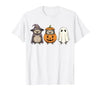 Funny Retro Hedgehog Halloween Witch Spooky Ghost Hedgehog Lover Pumpkin Halloween T-Shirt - size chart