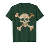 Halloween Designs. Pirate Flag Skull and Crossbones Skeleton Graphic Halloween T-Shirt - size chart