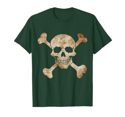 Halloween Designs. Pirate Flag Skull and Crossbones Skeleton Graphic Halloween T-Shirt - size chart