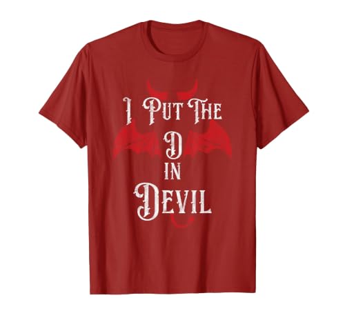 I Put the D in Devil Tees I Put the D in Devil Funny Halloween Matching Couple T-Shirt - size chart