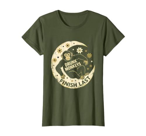 Mademark Drunk Monkeys Finish Last Sober Men Design T-Shirt - Women - size chart
