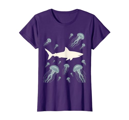Mademark Shark Swimming Through a Jellyfish Field T-Shirt - size chart