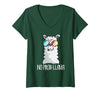 Llama Life Apparel Women's No Prob-Llama No Problem Cute Funny Cool Llama Alpaca V-Neck T-Shirt - size chart
