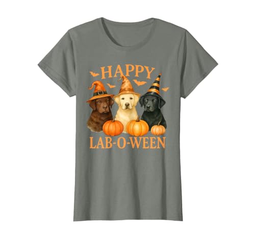 Art-Wear Happy Lab-O-Ween Labrador Halloween Dog Lover Design T-Shirt - size chart