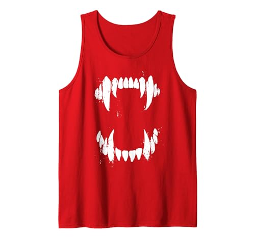Pop Cult Tees Halloween Horror Wolf Dog Vampire Monster Teeth Costume Tank Top - size chart