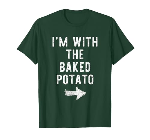 Im With The Baked Potato Halloween Costume I’m with The Baked Potato Funny Halloween Couple Costume T-Shirt - size chart