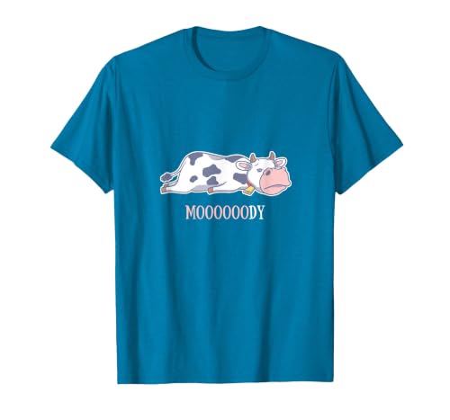 Bad Mood Sleeping Cow Tee Moooody Cow Beef Milk Farm Animals T-Shirt - size chart