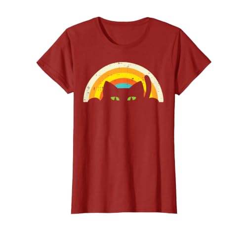 Cat Shirts For Women Men Girls Kids Kitten Gifts Peeping Black Cat Rainbow Vintage Halloween Men Women Kids T-Shirt - size